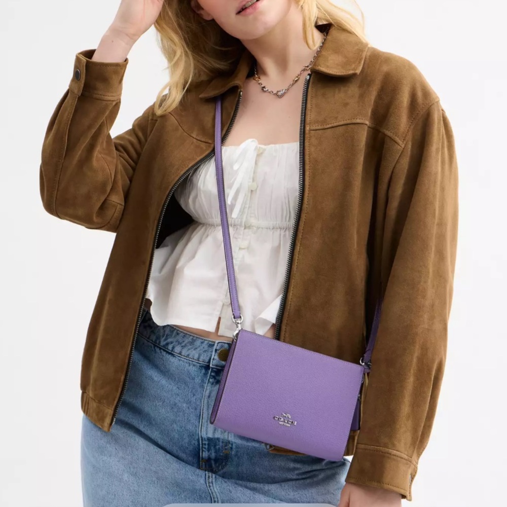 NWT🔥COACH🔥Iris (lavender) slim crossbody bag w/ adjustable strap & zip closure